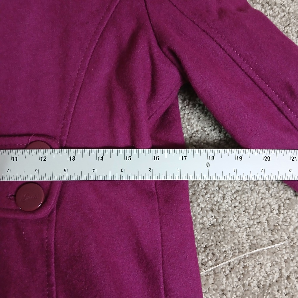 GUESS Womens Magenta Purple Double Breasted Pea Coat Leopard Print Lining - Picture 15 of 16